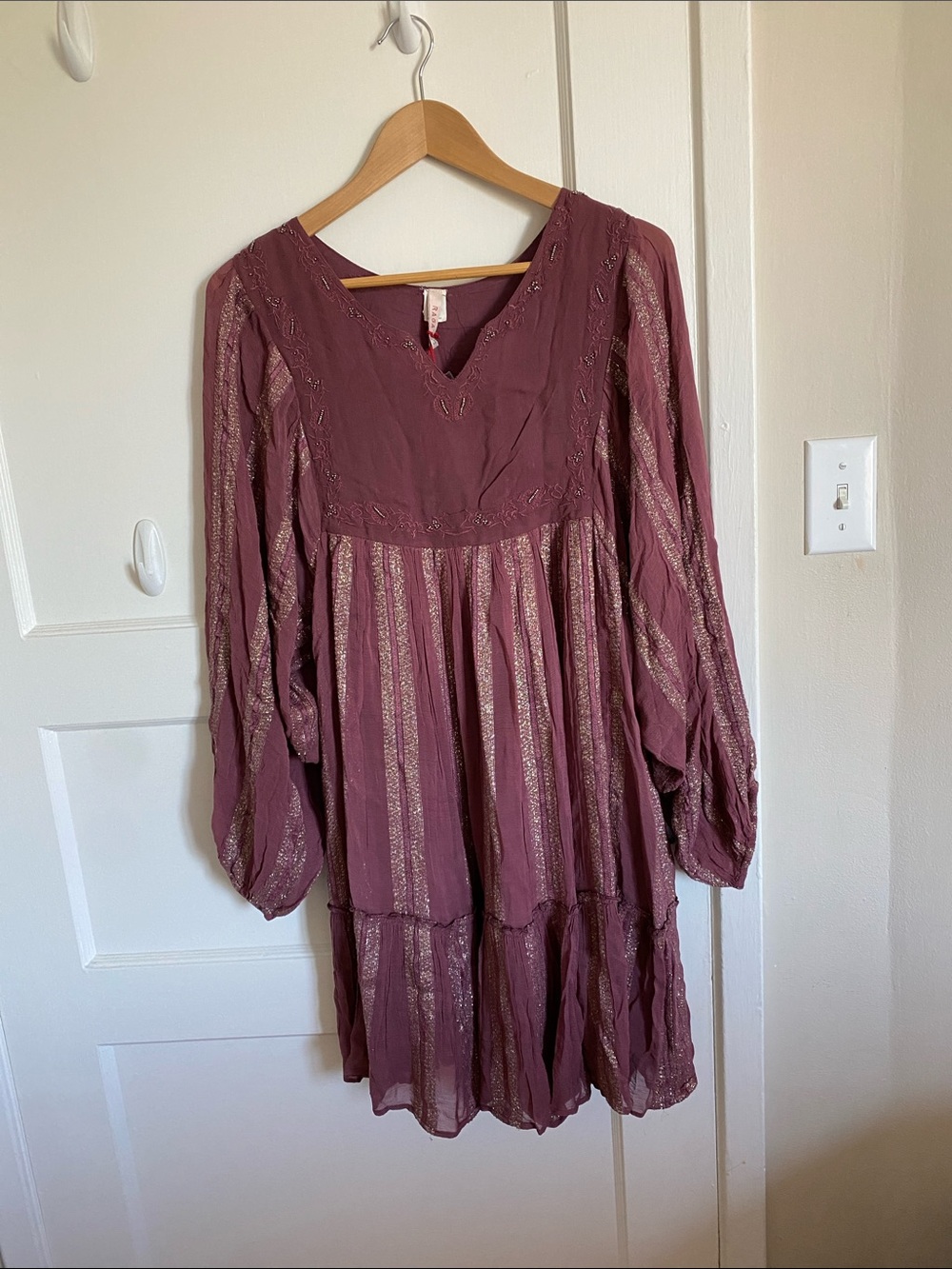 RAGA Bohmian Metallic Beaded Dress in Maroon - Picture 5 of 10